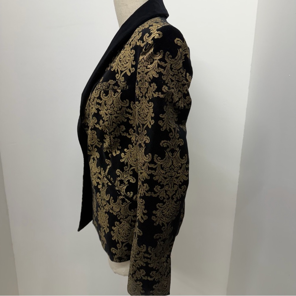 7 for all Mankind Black Gold Brocade Blazer Maximalist Retro Womans Size S - Picture 9 of 16